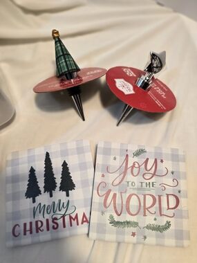 Holiday Time Wine Stoppers And 2 Holiday Coasters